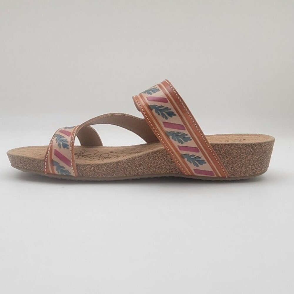 Elite by Corky's "Echo" Slip On Leather Sandal Amber Size 10 - Picture 3 of 5
